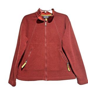 Patagonia Womens Jacket Full Zip Size LARGE Solid Rust High Neck Collared